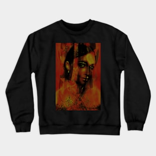 Beautiful girl, fantasy like. Dark but beautiful. Orange, red, green. Crewneck Sweatshirt